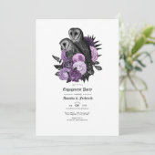 Vintag Glam Lila Owls Gothic Engagement Party Einladung (Stehend Vorderseite)