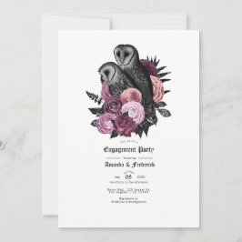 Vintag Glam Mauve Owls Gothic Engagement Party Einladung
