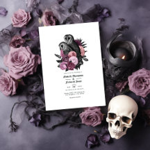 Vintag Glam Mauve Owls Gothic Wedding QR Code