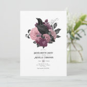 Vintag Glam Mauve Raven Gothic Junggeselinnen-Absc Einladung (Stehend Vorderseite)