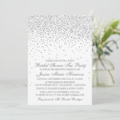 Vintag Glam Silver Confetti Brautparty Einladung (Stehend Vorderseite)