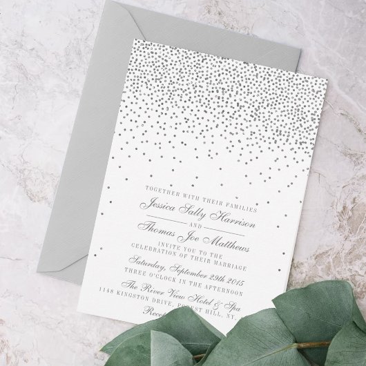 Vintag Glam Silver Confetti Einladungen für Hochze
