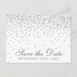 Vintag Glam Silver Confetti Save the Date Ankündigungspostkarte
