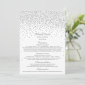 Vintag Glam Silver Confetti Wedding Detail Cards Einladung (Stehend Vorderseite)