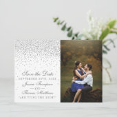 Vintag Glam Silver Confetti Wedding Foto Save The Date (Stehend Vorderseite)
