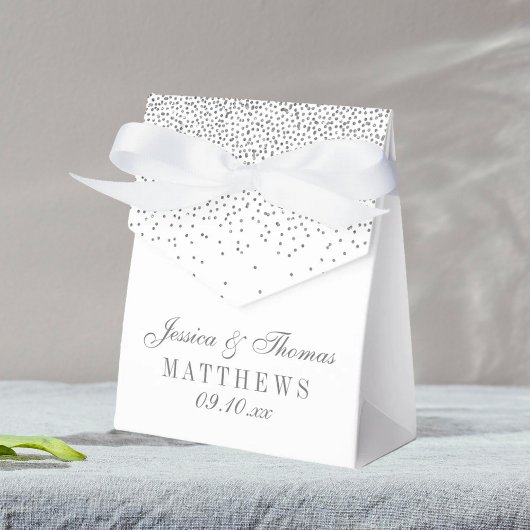 Vintag Glam Silver Confetti Wedding Geschenkschachtel