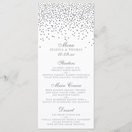 Vintag Glam Silver Confetti Wedding Karten (Vorderseite)