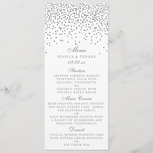 Vintag Glam Silver Confetti Wedding Karten (Vorderseite)