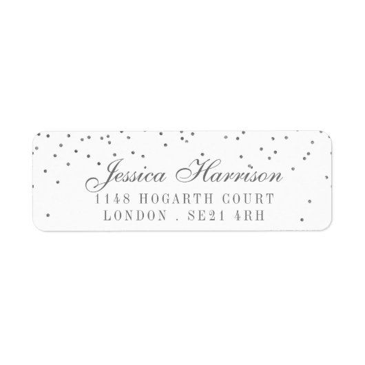 Vintag Glam Silver Confetti Wedding Labels (Vorne)