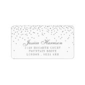 Vintag Glam Silver Confetti Wedding Labels Adressaufkleber (Vorne)