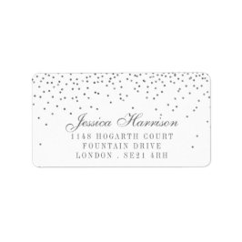 Vintag Glam Silver Confetti Wedding Labels Adressaufkleber