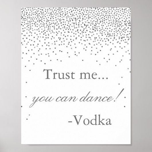 Vintag Glam Silver Confetti Wedding Party-Zeichen Poster (Vorne)