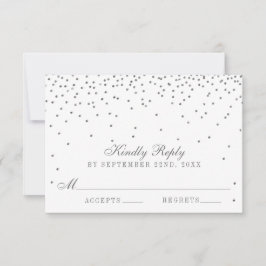 Vintag Glam Silver Confetti Wedding RSVP Cards Karte