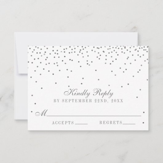 Vintag Glam Silver Confetti Wedding RSVP Cards Karte (Vorderseite)