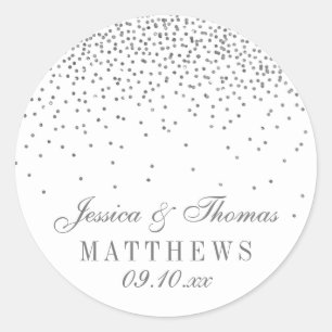 Vintag Glam Silver Confetti Wedding Stickers