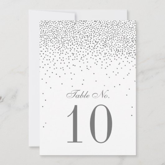 Vintag Glam Silver Confetti Wedding Tischnummer (Vorderseite)