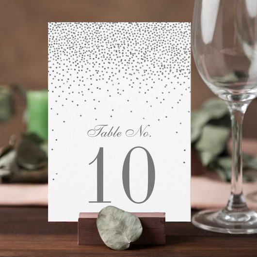Vintag Glam Silver Confetti Wedding Tischnummer