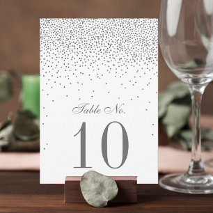 Vintag Glam Silver Confetti Wedding Tischnummer