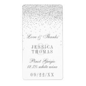 Vintag Glam Silver Confetti Wedding Weinflasche (Vorne)