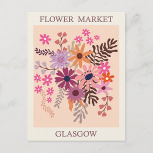 Vintag Glasgow Scotland Blume Travel Postkarte