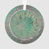 Vintag Glass Weihnachtsball Frostiges Aquamarines  Ornament (Rückseite)