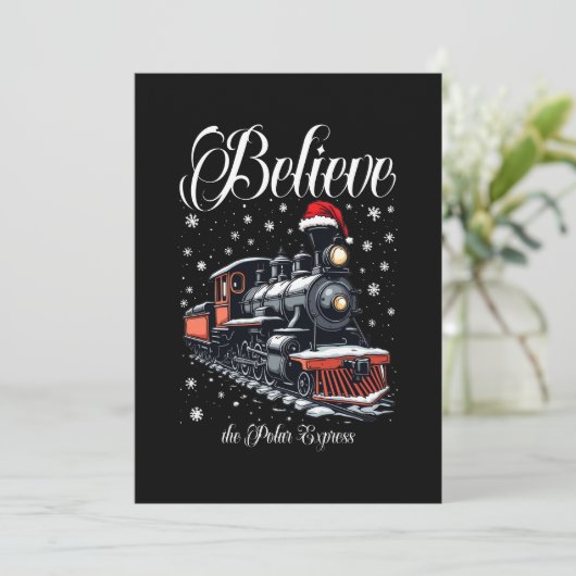 Vintag Glaube Weihnachtszug Einladung (Stehend Vorderseite)