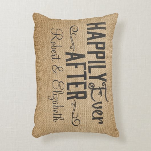Vintag glücklich immer nach Burlap Zierkissen (Vorderseite(Vertikal))