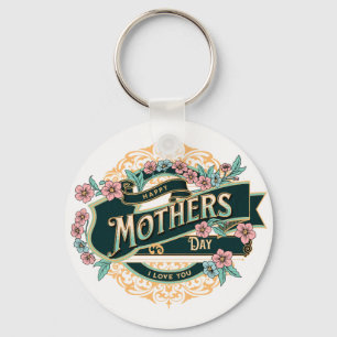 Vintag glückliche Mutter Tag farbenfrohe florale B Schlüsselanhänger
