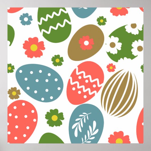 Vintag glückliche Osterblüten Poster (Vorne)