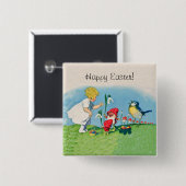 Vintag glückliche Ostereier Button (Vorne & Hinten)