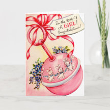 Vintag Glückwunsch Neue Baby Girl-Karte