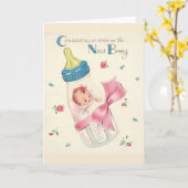 Vintag - Glückwünsche auf dem New Baby, Karte (Gelbe Blume)