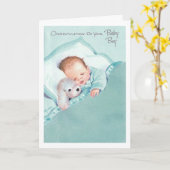 Vintag - Glückwünsche auf Ihrem Baby-Jungen, Karte (Gelbe Blume)