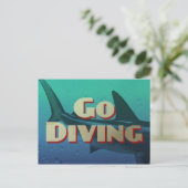 Vintag Go Diving Scuba Postkarte (Stehend Vorderseite)