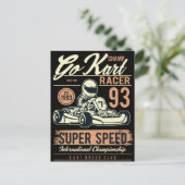 Vintag Go Kart Racing Retro Postkarte (Stehend Vorderseite)