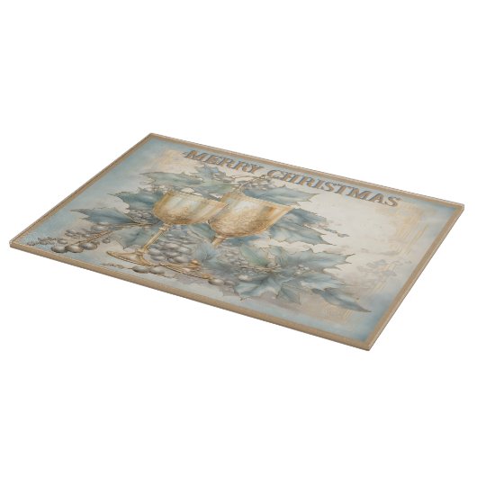 Vintag Goblets Frohe Weihnachtsmonogramm | Schneidebrett (Ecke)