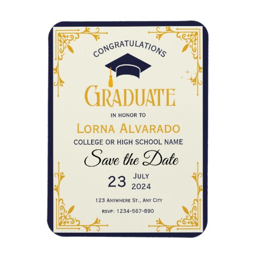 Vintag Gold Abschluss Foto Magnet (Vertikal)