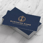Vintag Gold Anker Nautical Navy Blue Visitenkarte<br><div class="desc">Nautical Gold Anker Berufliche Blue Business Cards für die Marine.</div>