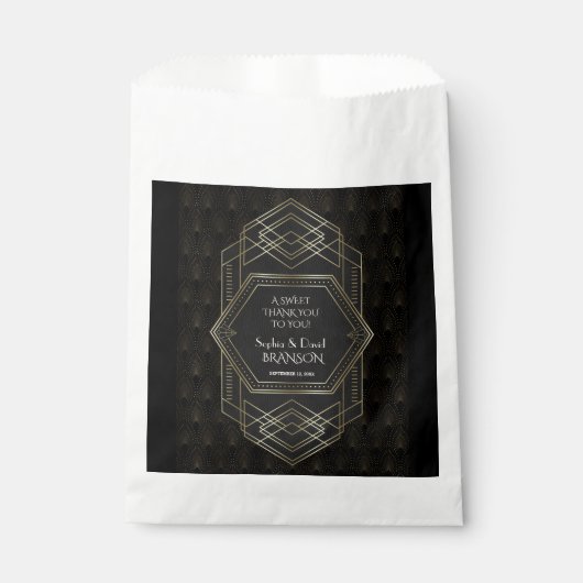 Vintag Gold Art Deco Wedding DANK Geschenktütchen (Vorderseite)
