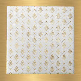 Vintag Gold Art Deco White Fliese