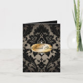 Vintag Gold Black Damask Hochzeit danke (Vorderseite)