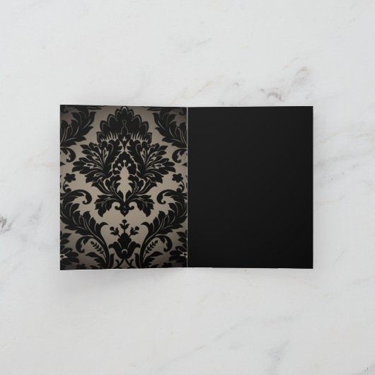 Vintag Gold Black Damask Hochzeit danke (Innenseite)