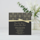 Vintag Gold Black Damask Post Wedding Einladung (Stehend Vorderseite)
