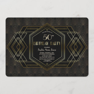 Vintag Gold Black Great Gatsby Geburtstagsparty Einladung