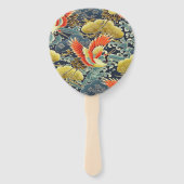 Vintag Gold Blue Japanisch Kimono Blume Fächer (Vorderseite)