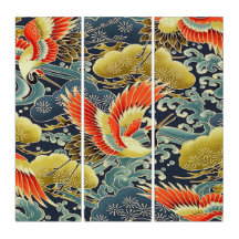 Vintag Gold Blue Japanisch Kimono Blume