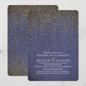 Vintag Gold Confetti Navy Hochzeit Einladung (Vorne/Hinten)