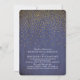 Vintag Gold Confetti Navy Hochzeit Einladung