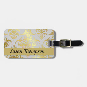 Vintag Gold Damask Ribbon Gepäckanhänger