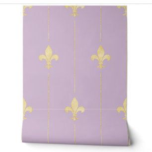 Vintag Gold Fleur-de-Lis Lilac Tapete